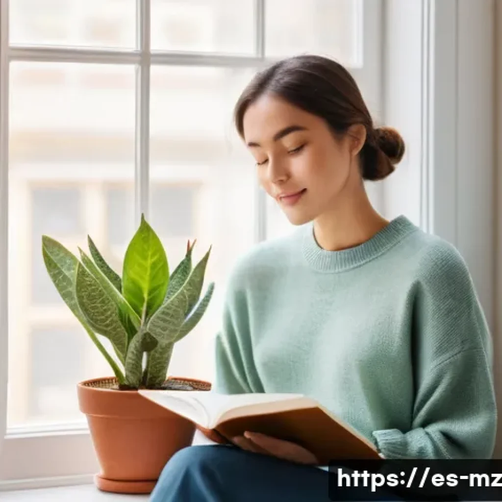 내러티브 건강법과 정신 건강 증진 - **Prompt:** A serene and contemplative woman, mid-20s, with a gentle smile, sitting on a sun-drenche...