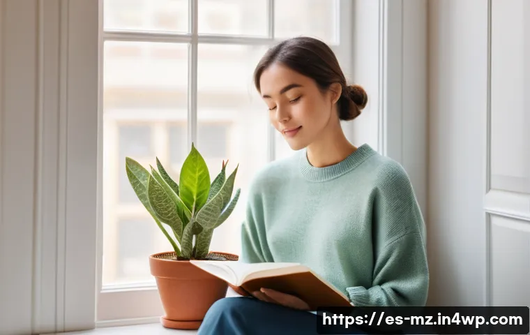 내러티브 건강법과 정신 건강 증진 - **Prompt:** A serene and contemplative woman, mid-20s, with a gentle smile, sitting on a sun-drenche...