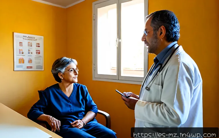 내러티브 건강법의 범위와 한계 - Photorealistic Spanish-speaking family doctor attentively listening to an older adult patient sharin...
