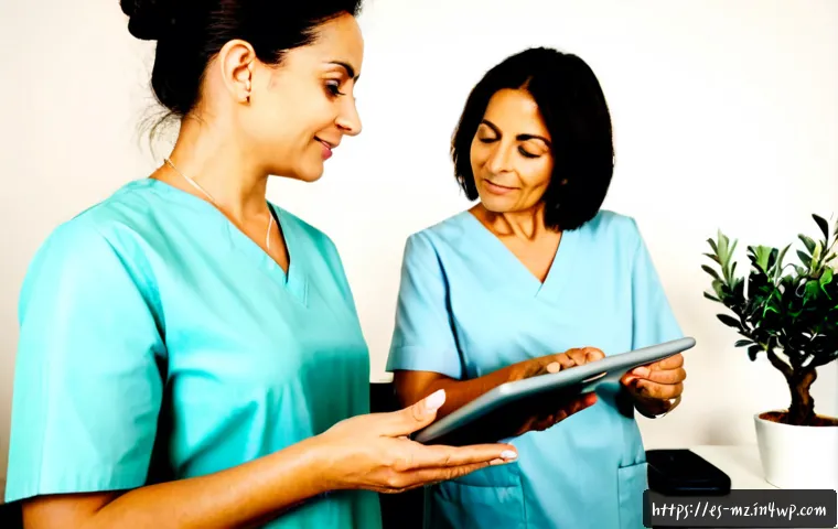 내러티브 건강법의 성과 평가 방법 - Photorealistic healthcare consultation in a bright modern clinic in Spain, a compassionate Latina do...